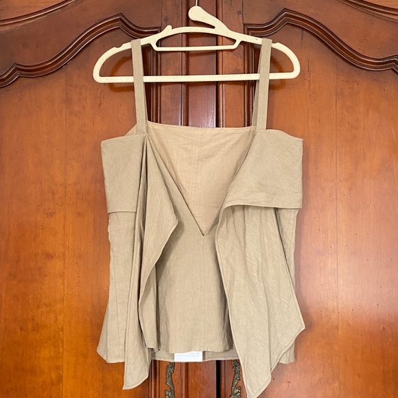 NWT Theory Tie Back Top Sandalwood New Crunch | Size M - Picture 12 of 13